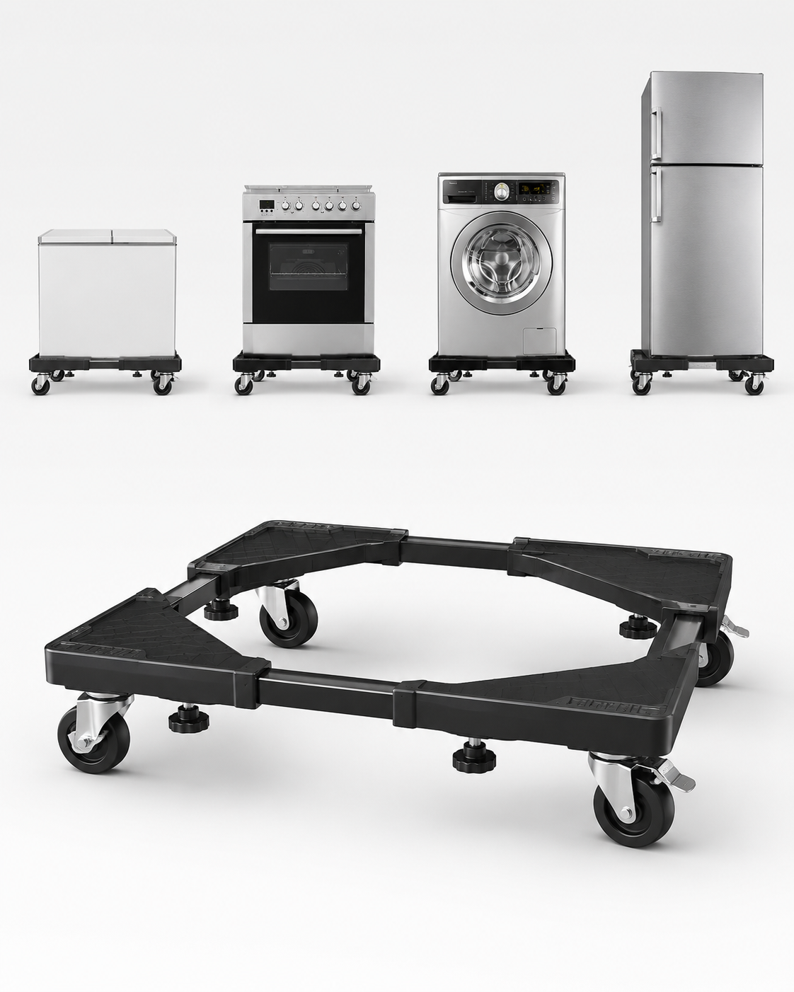 HAUSBERG HB-H 102R Verstelbare Onderstel met Wielen 200kg voor Wasmachine en Koelkast