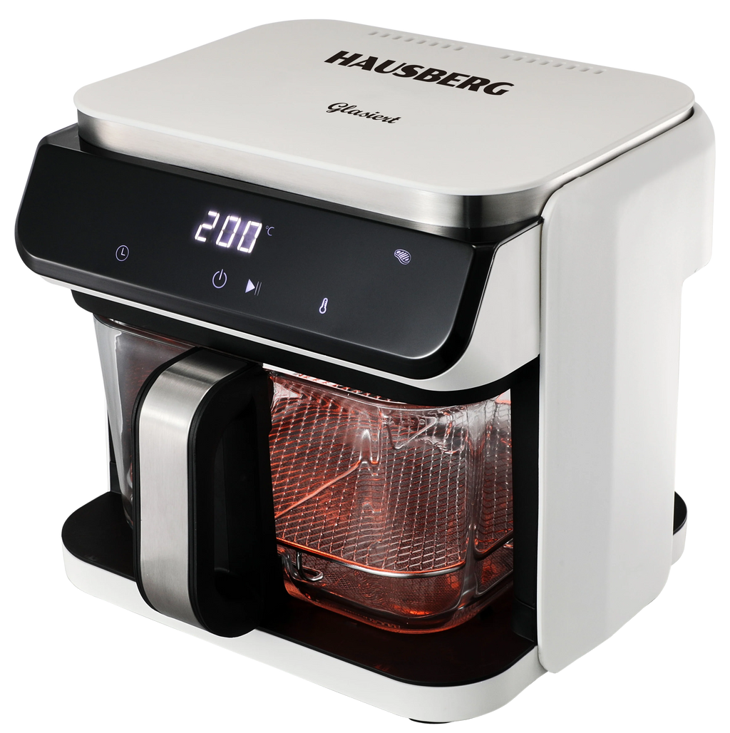 HAUSBERG HB-2343AB Heteluchtfriteuse 6.5L Glazen Mand Wit 1200W