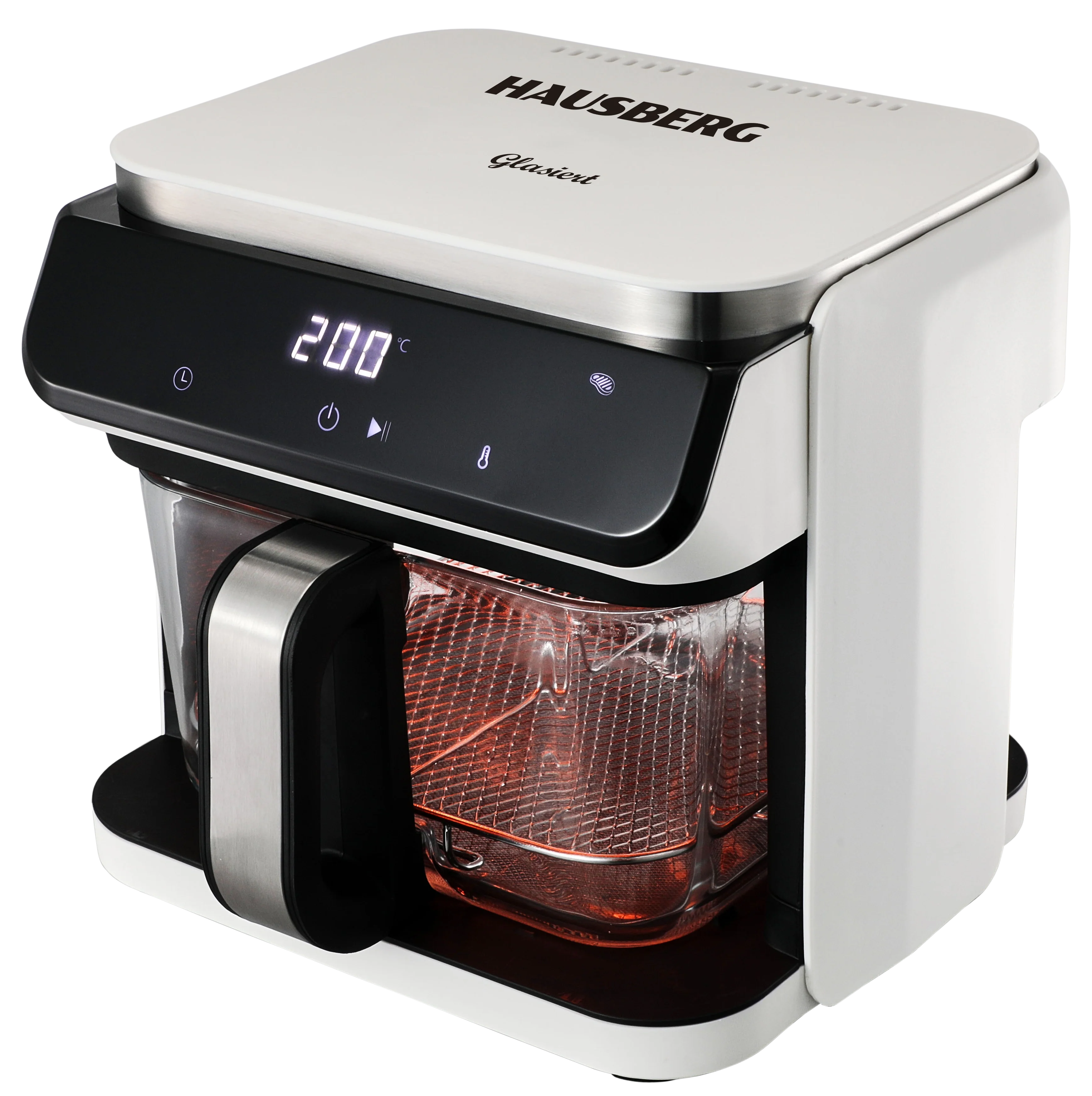 HAUSBERG HB-2343AB Heteluchtfriteuse 6.5L Glazen Mand Wit 1200W